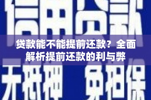 萧县贷款能不能提前还款？全面解析提前还款的利与弊