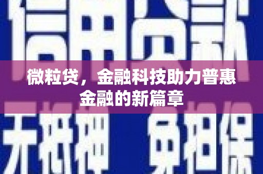 萧县微粒贷，金融科技助力普惠金融的新篇章