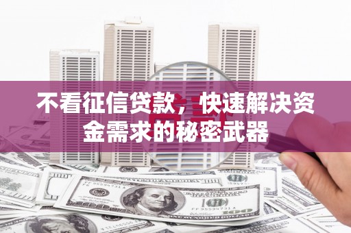 萧县不看征信贷款，快速解决资金需求的秘密武器