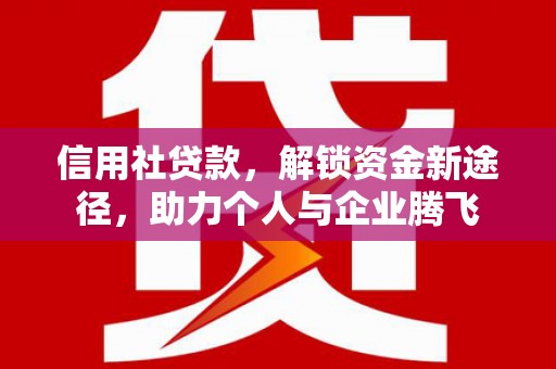 萧县信用社贷款，解锁资金新途径，助力个人与企业腾飞